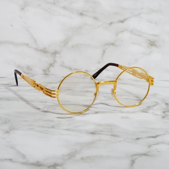 Clear Gold Round Sunglasses - Picture 2 of 7